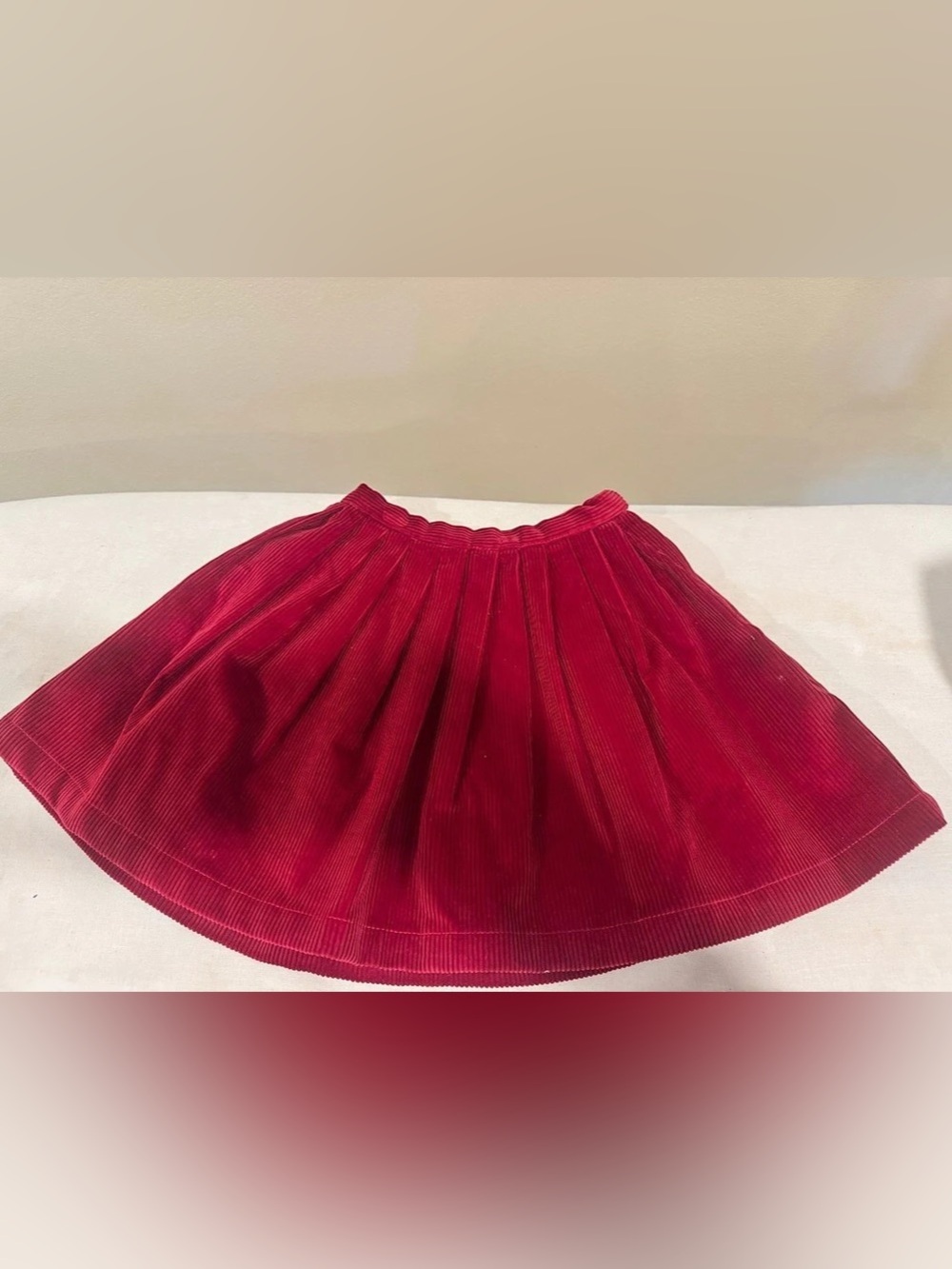 Caramel Cotton Corduroy Ruby Red Pleated Circle Skirt - Size 3Y NWOT